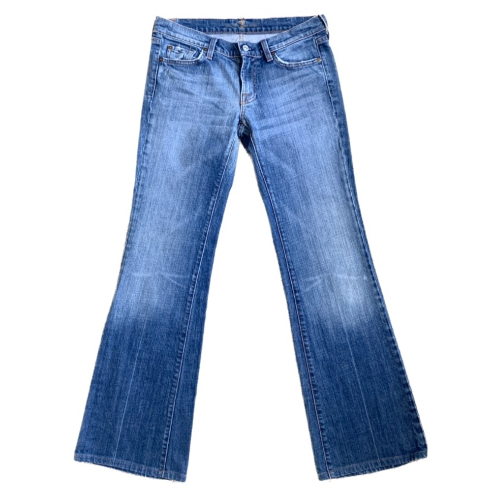 7 FOR ALL MANKIND • Women's Flare Distressed Denim Jeans - Size 28